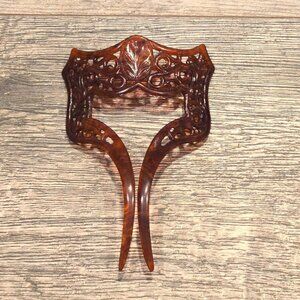 Antique Celluloid Hair Comb Faux Tortoiseshell  Victorian Revival Hair Accessory